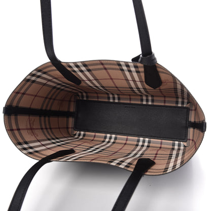 Burberry Grainy Calfskin Haymarket Check Medium Reversible Tote Black 5 of 10