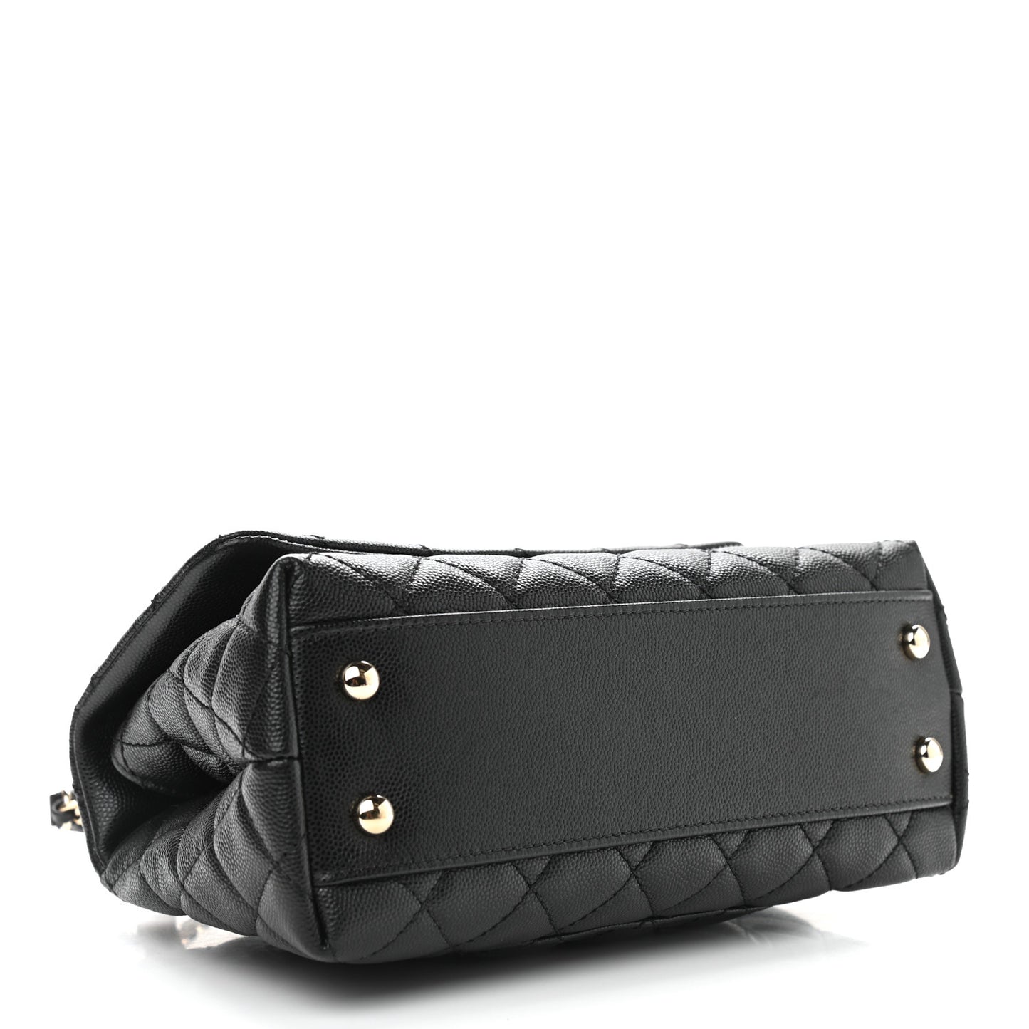 Caviar Lizard Embossed Quilted Mini Coco Handle Flap Black