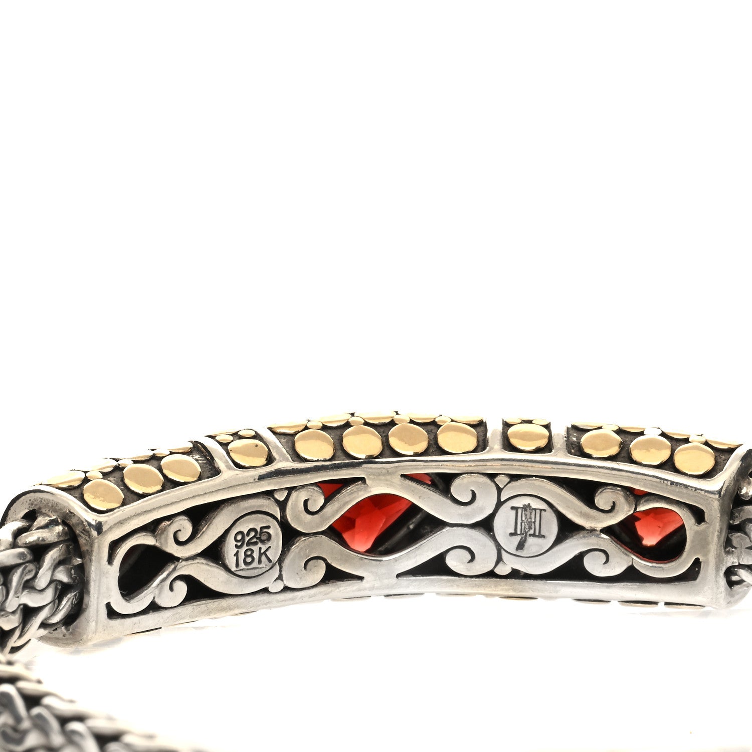 John Hardy Sterling Silver 18K Yellow Gold Garnet Kali Dot Station Bracelet 4 of 4