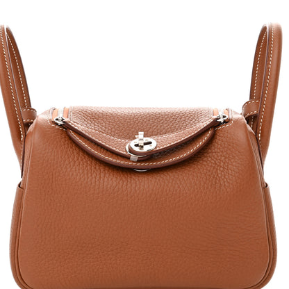 Hermes Taurillon Clemence Mini Lindy 20 Gold 7 of 10
