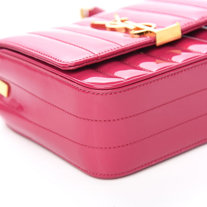Saint Laurent Patent Matelasse Monogram Small Vicky Chain Bag Bubblegum 7 of 9
