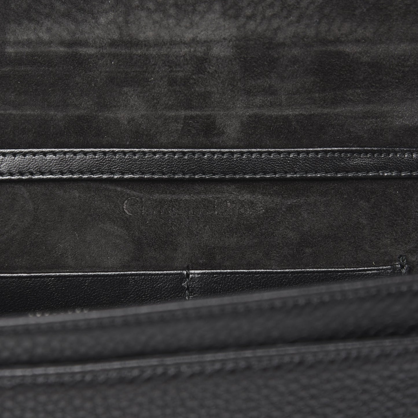 Grained Calfskin Diorama Wallet on Chain Pouch Black