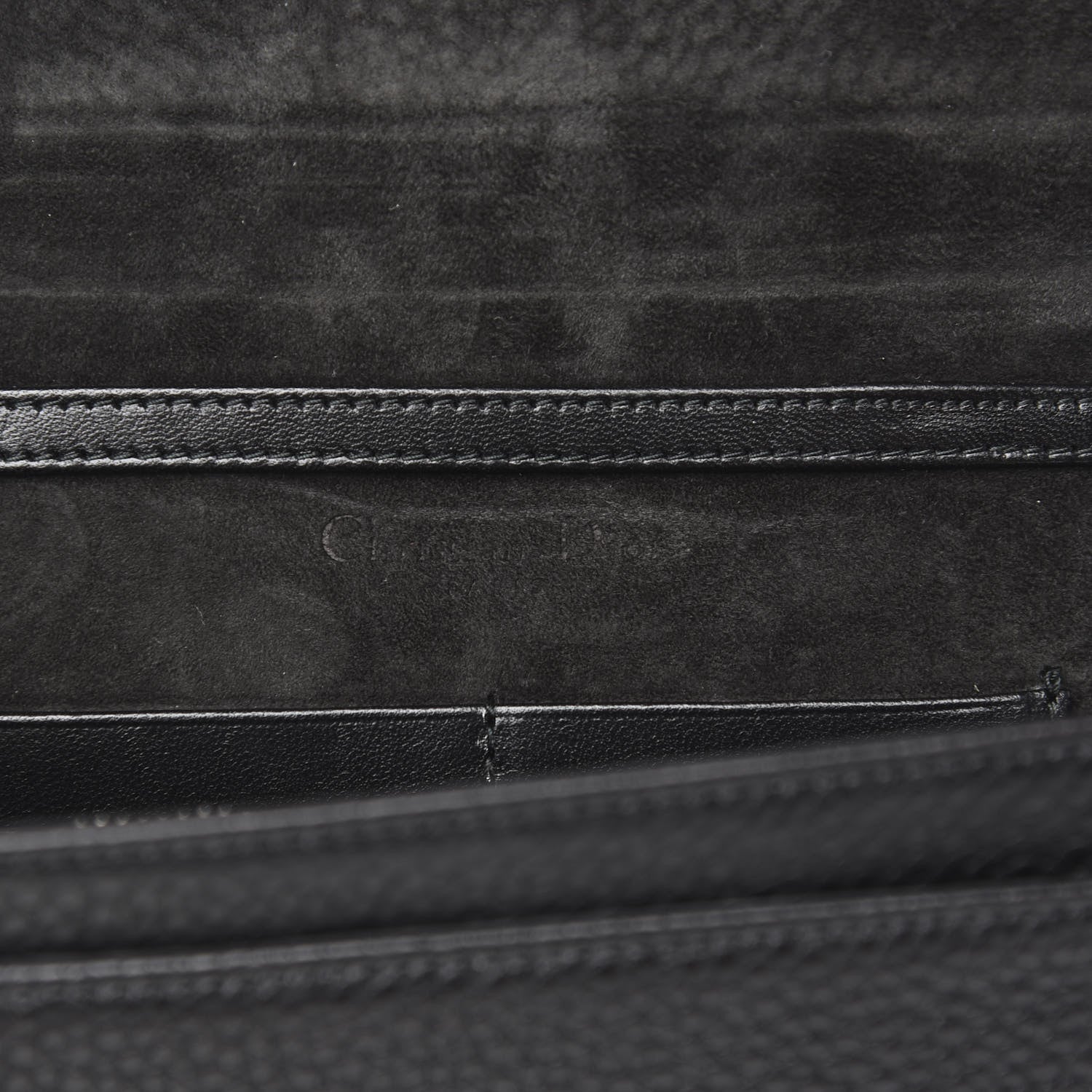 Christian Dior Grained Calfskin Diorama Wallet on Chain Pouch Black 6 of 8