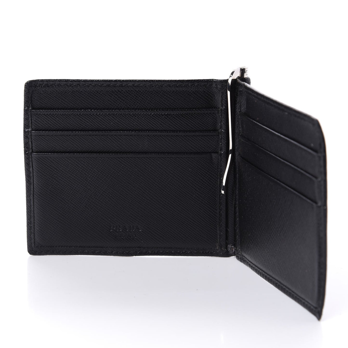 Saffiano Money Clip Bi-Fold Wallet Black