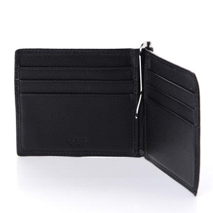 Prada Saffiano Money Clip Bi-Fold Wallet Black 7 of 13