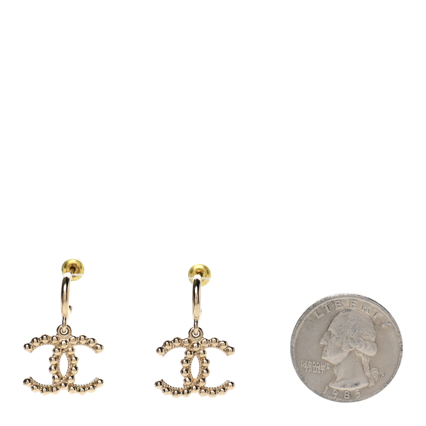 Metal Bead CC Drop Earrings Gold