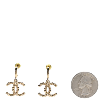 Chanel Metal Bead CC Drop Earrings Gold 2 of 5