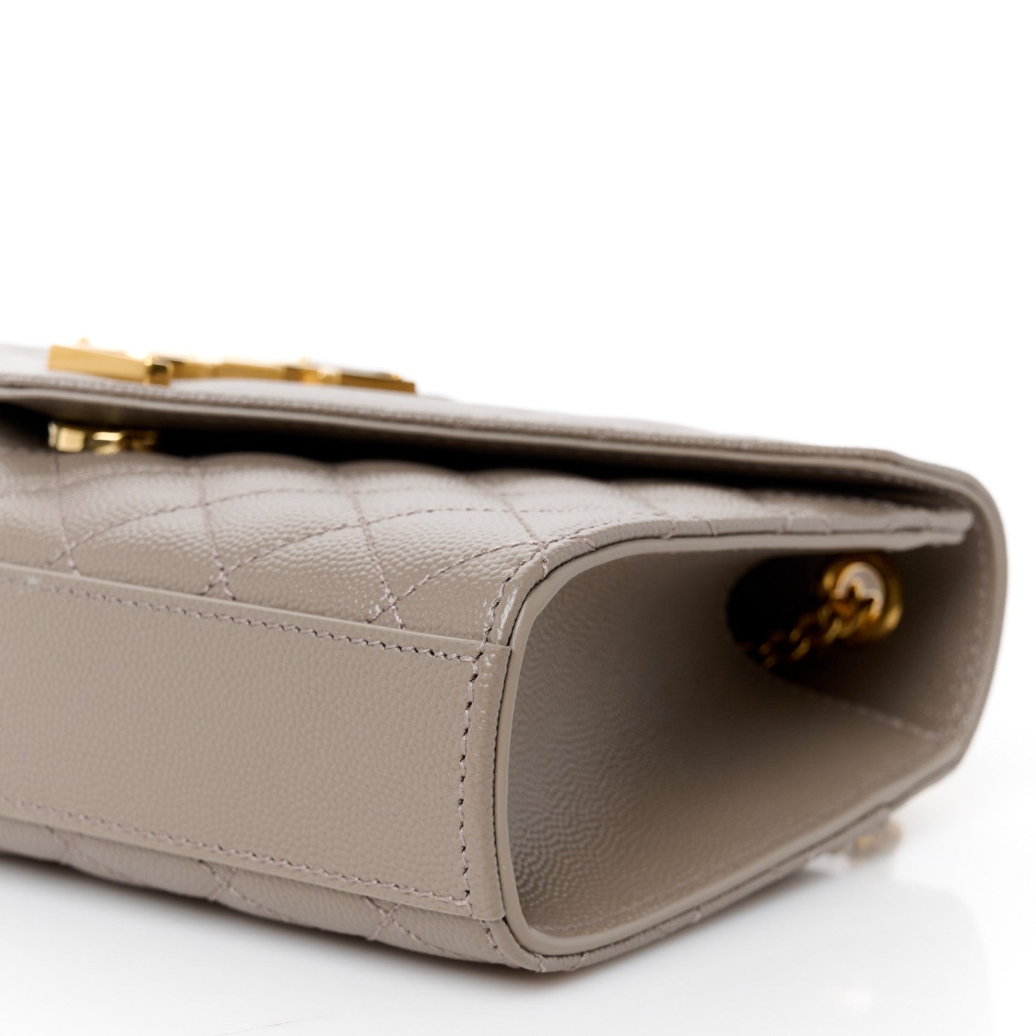 Saint Laurent Grain De Poudre Textured Mixed Matelasse Triquilt Small Monogram Satchel Greyish Brown 11 of 11