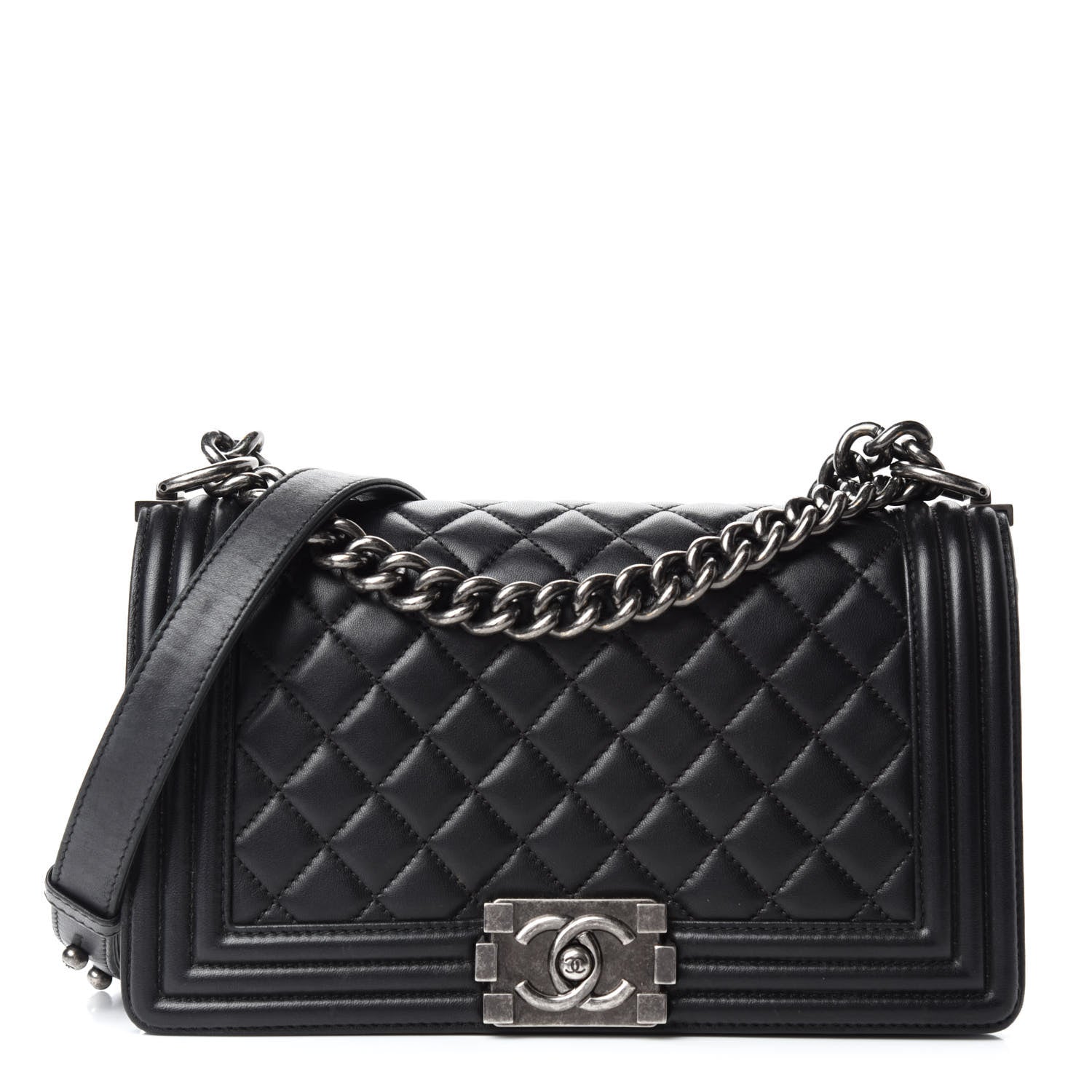 Chanel Lambskin Quilted Medium Boy Flap Black 1 of 10