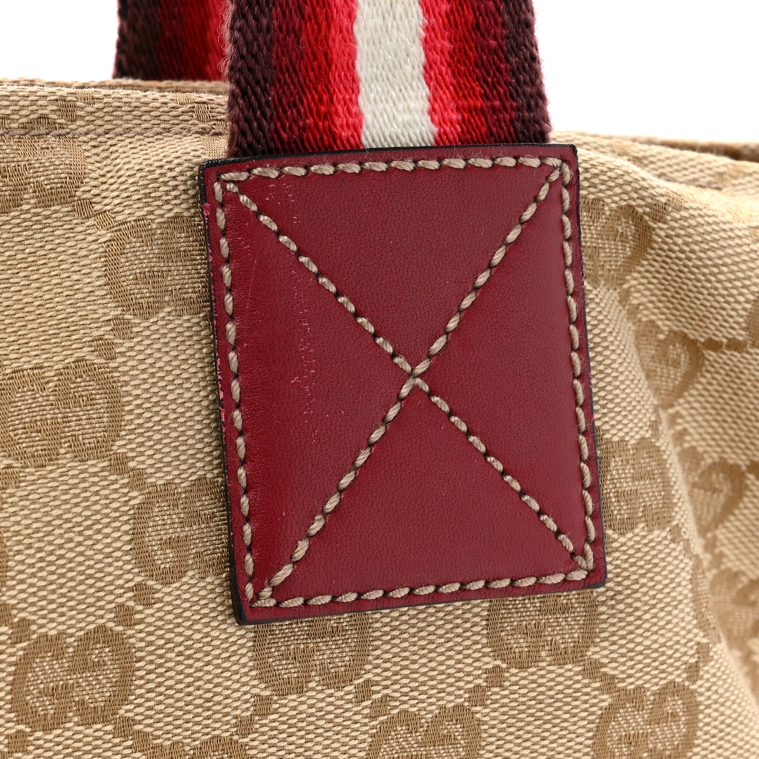 Gucci GG Monogram Large Web Handle Bucket Tote Red 15 of 19
