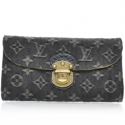 Louis Vuitton Denim Amelia Wallet Black 1 of 7