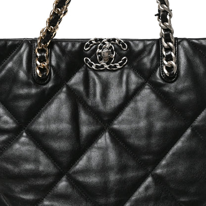 Chanel Lambskin Quilted Large Chanel 19 Shopping Tote Black 8 of 10