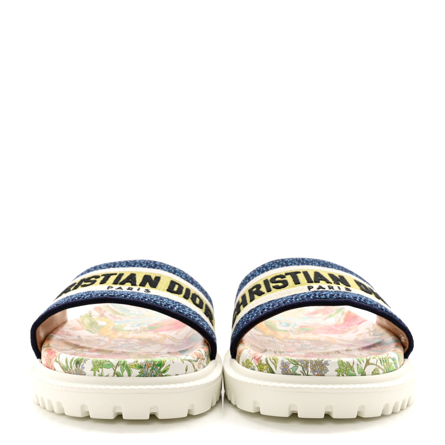 Christian Dior Canvas D-Constellation Embroidered Dway 10mm Slide Sandals 39 White Multicolor 2 of 8