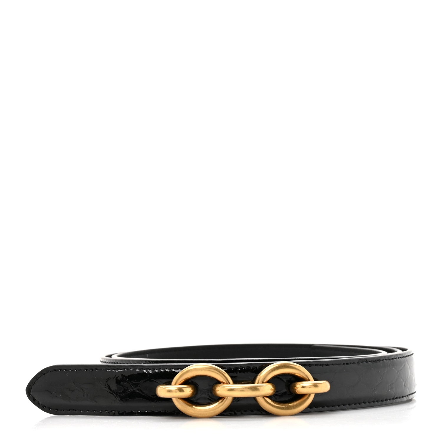 Saint Laurent Patent Calfskin Snakeskin Embossed 20mm Cintura Belt 95 38 Black 1 of 5