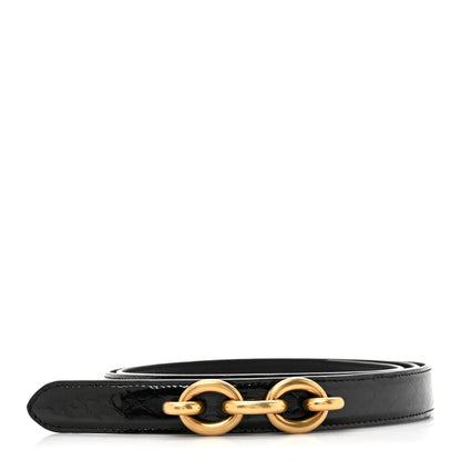 Saint Laurent Patent Calfskin Snakeskin Embossed 20mm Cintura Belt 95 38 Black 1 of 5