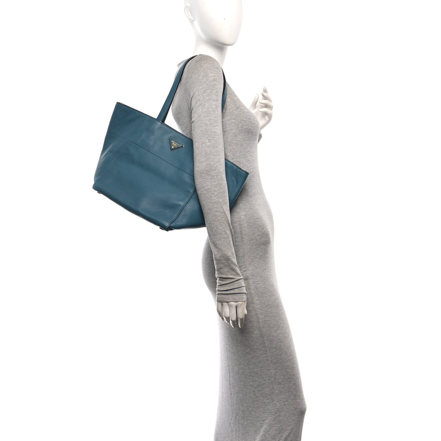 Prada Vitello Daino Shopping Tote Marine 2 of 9