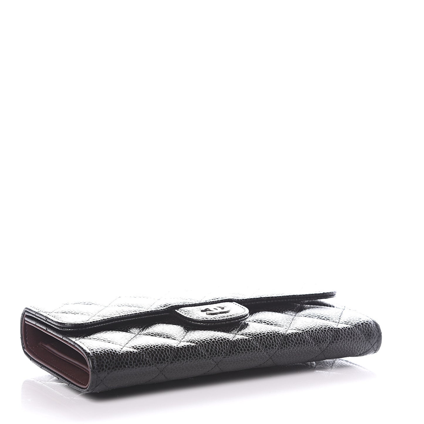 Caviar Quilted Large Flap Wallet Black
