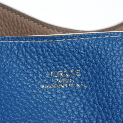 Hermes Taurillon Clemence Double Sens 45 Reversible Tote Mykonos Gris Tourterelle 7 of 11