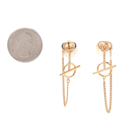 Christian Dior Pearl Tribales Dangle Chain Earrings Gold 2 of 3
