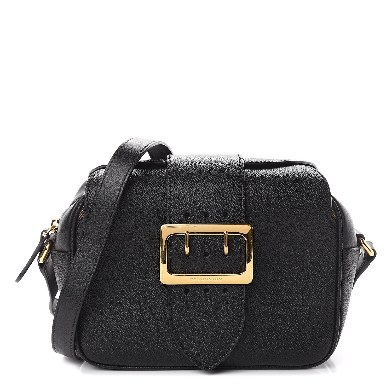 Burberry Soft Grain Calfskin Small Buckle Zip Bag Black 1 of 8