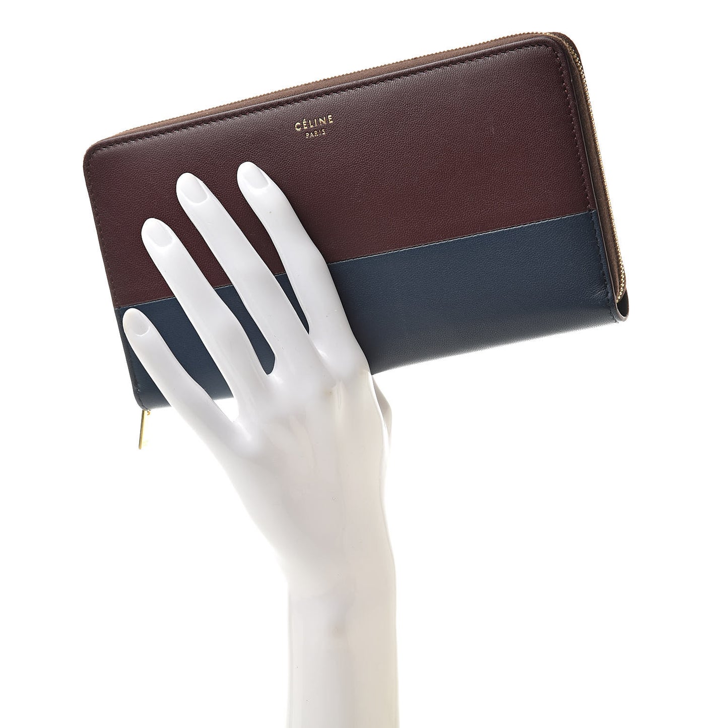 Lambskin Large Zip Around Multifunction Wallet Wine Abyss Blue
