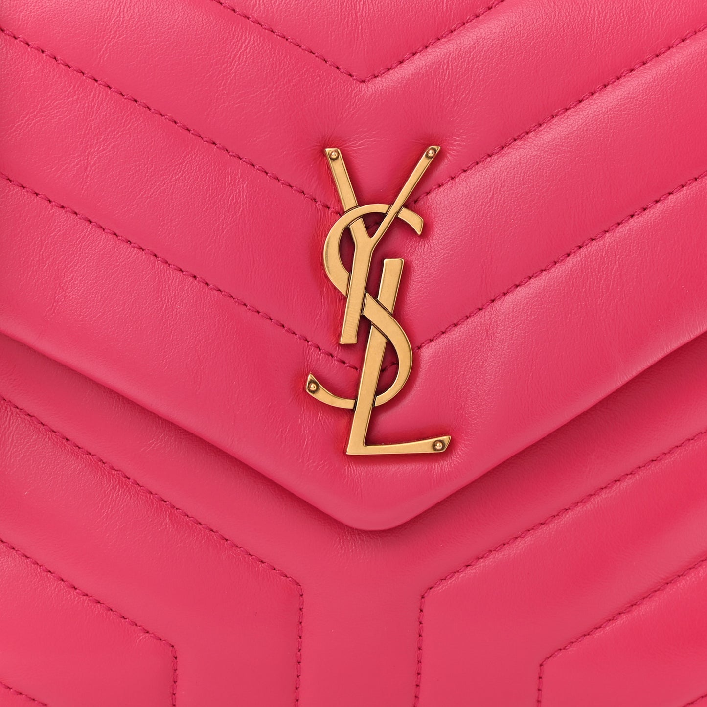 Calfskin Y Quilted Monogram Small Loulou Chain Satchel Fresh Fuchsia