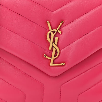 Saint Laurent Calfskin Y Quilted Monogram Small Loulou Chain Satchel Fresh Fuchsia 9 of 11
