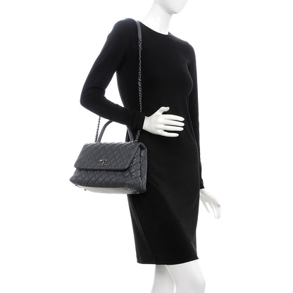 Chanel Caviar Quilted Small Coco Handle Flap Gray 2 of 9