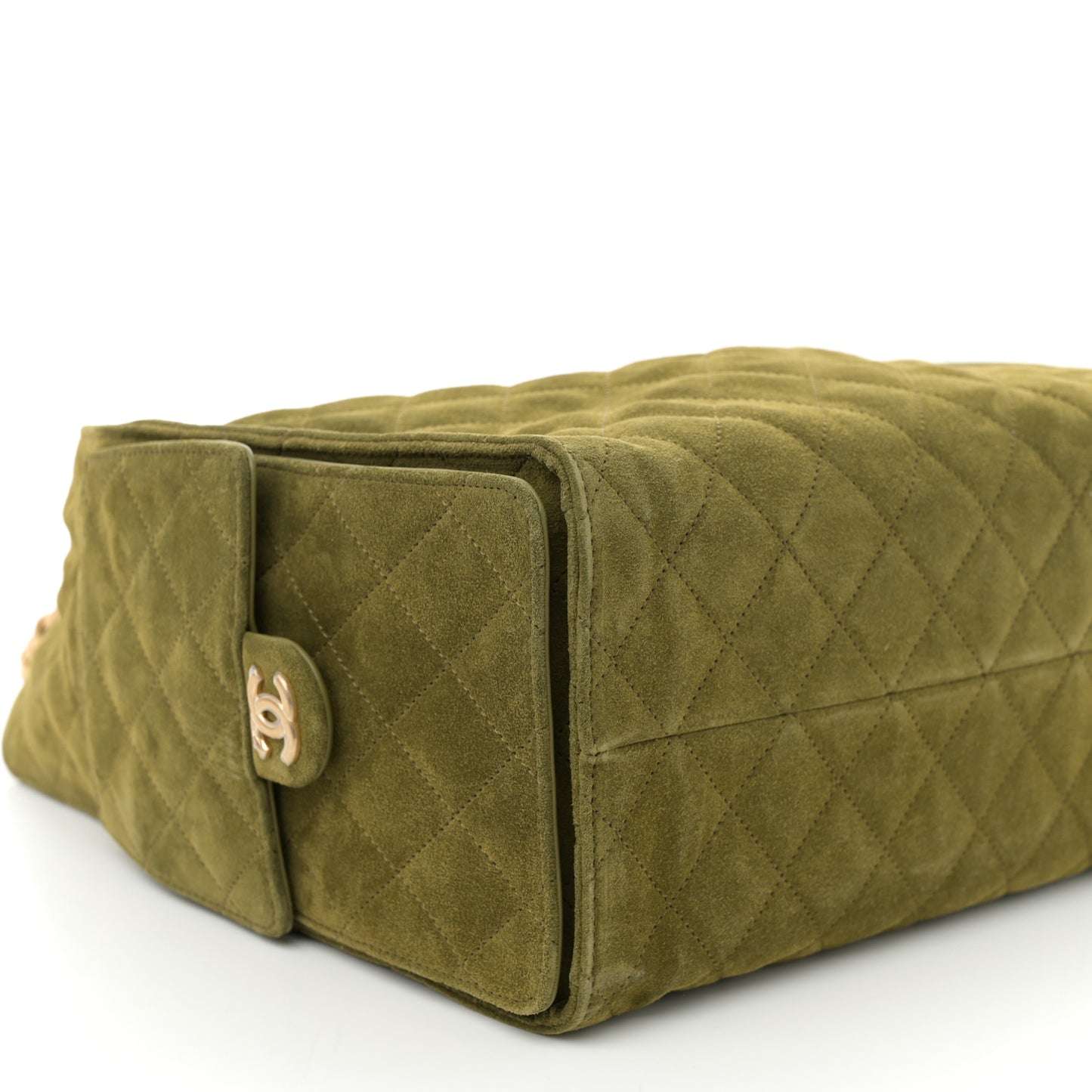 Suede Quilted Medium Chanel 25 Handbag Khaki