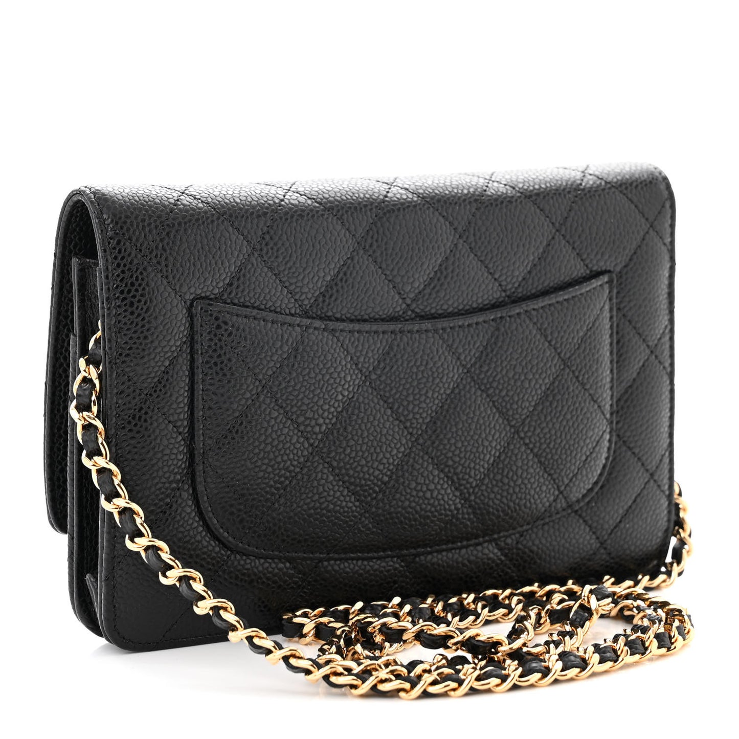 Caviar Quilted Wallet on Chain WOC Black