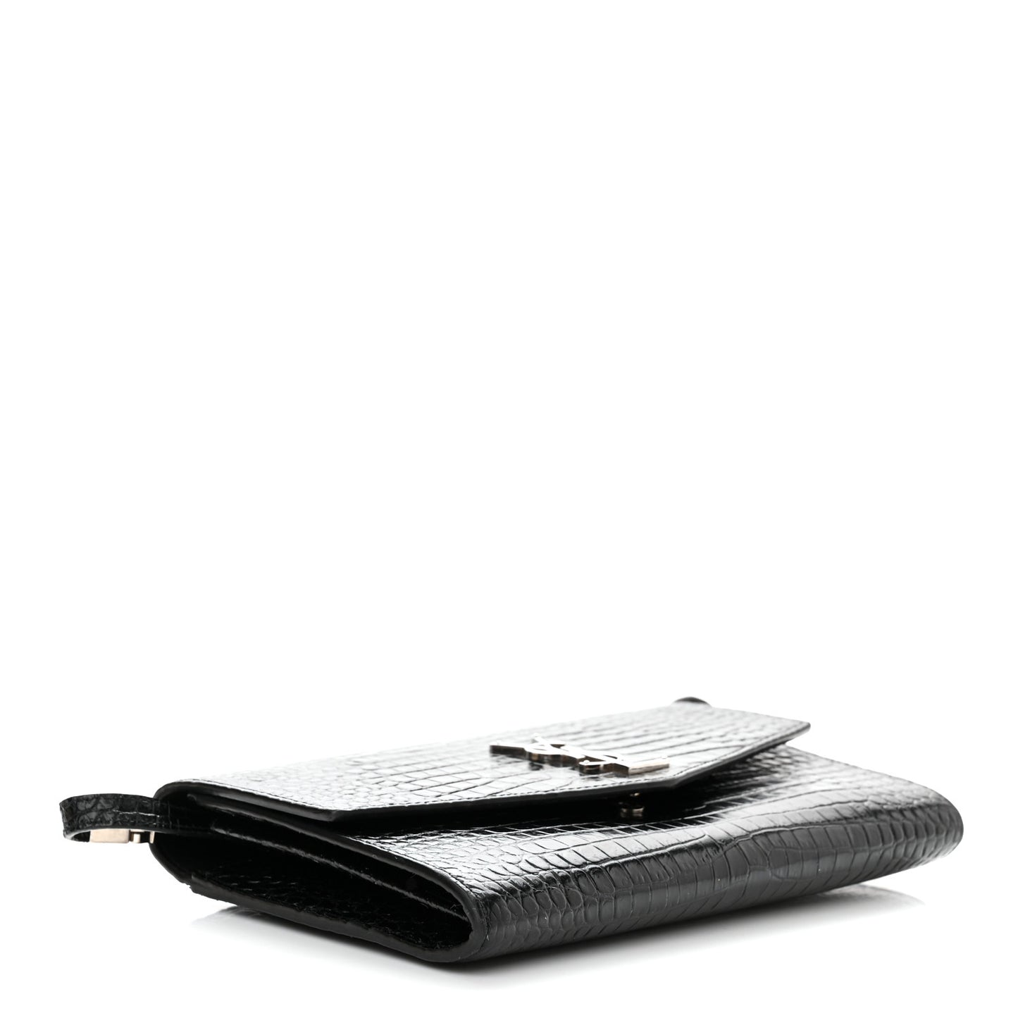 Calfskin Crocodile Embossed Monogram Mini Uptown Crossbody Black