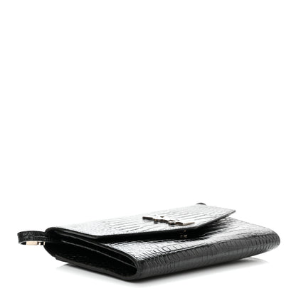 Saint Laurent Calfskin Crocodile Embossed Monogram Mini Uptown Crossbody Black 4 of 16