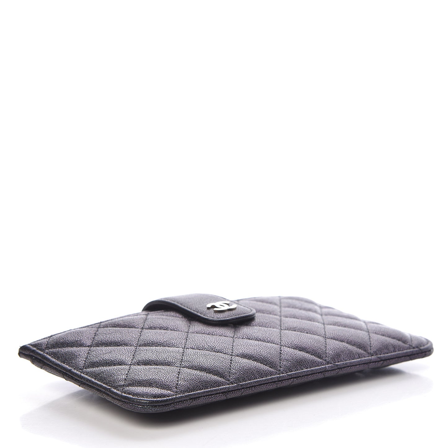 Iridescent Caviar Quilted Classic Strap Pouch Black