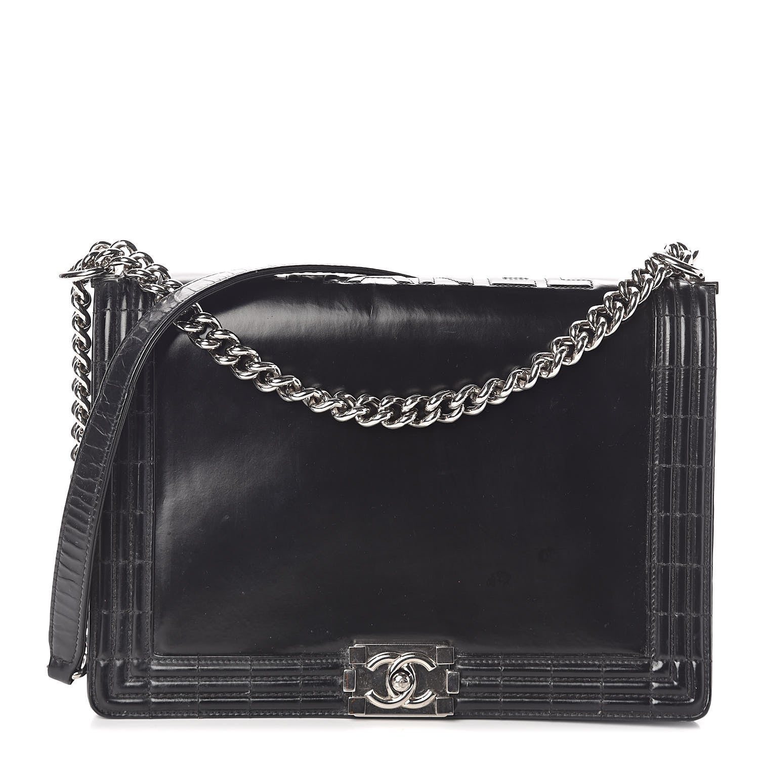 Chanel Glazed Calfskin Large Boy Flap Black 1 of 13