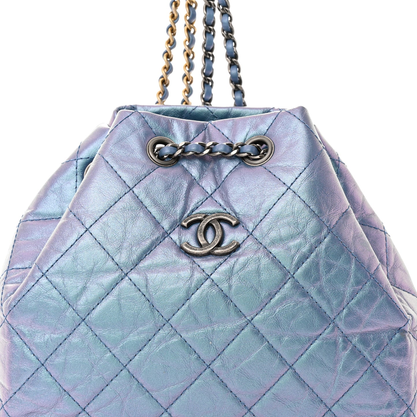 Iridescent Lambskin Calfskin Small Quilted Gabrielle Backpack Light Purple