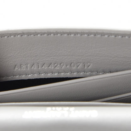 Saint Laurent Shiny Calfskin Crocodile Embossed Monogram Envelope Wallet Mouse Grey 7 of 8