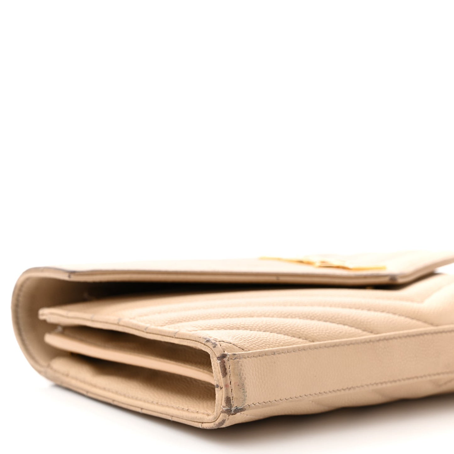 Grain De Poudre Matelasse Chevron Monogram Chain Wallet Dark Beige