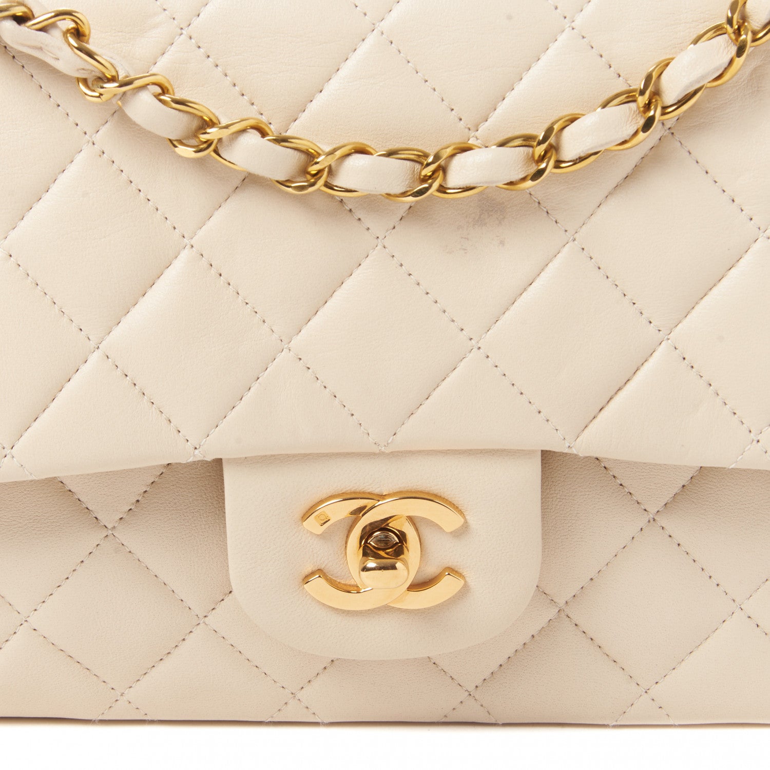 Chanel Lambskin Quilted Medium Double Flap Light Beige 7 of 11