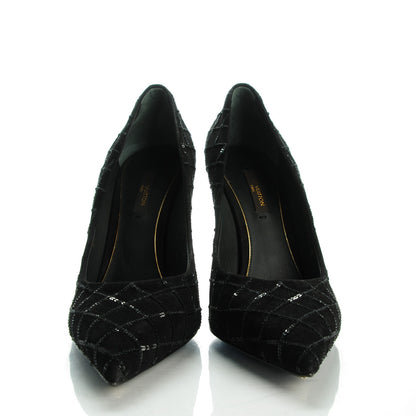 Louis Vuitton Suede Sequin Afterglow Pumps 38 Black 2 of 9