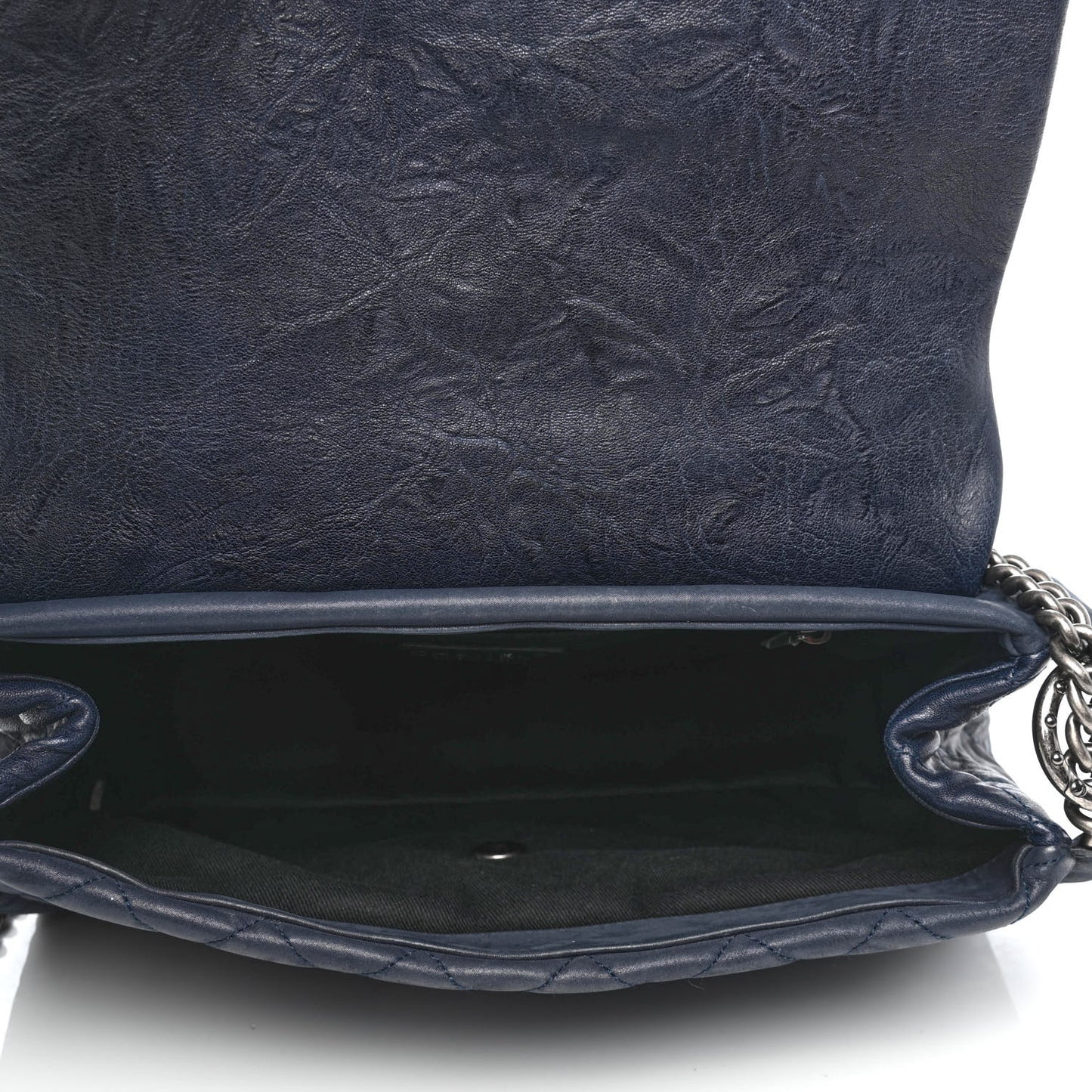 Washed Lambskin Quilted Studded CC Flap Blue Black