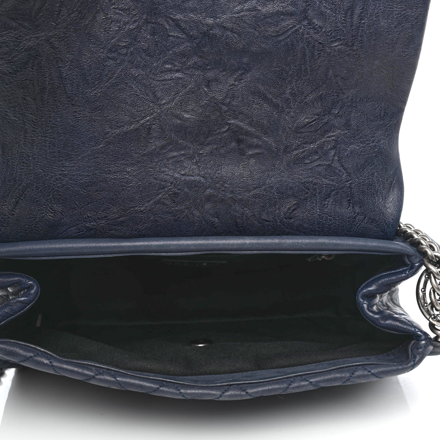 Chanel Washed Lambskin Quilted Studded CC Flap Blue Black 4 of 4