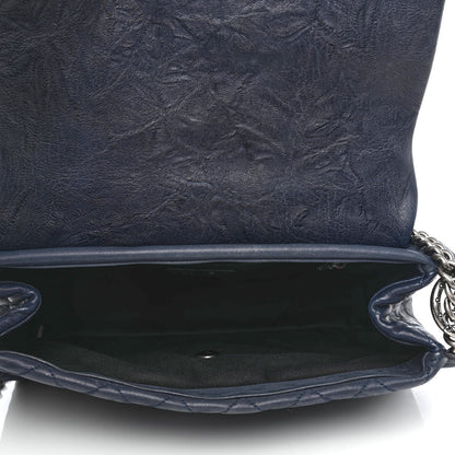 Chanel Washed Lambskin Quilted Studded CC Flap Blue Black 4 of 4