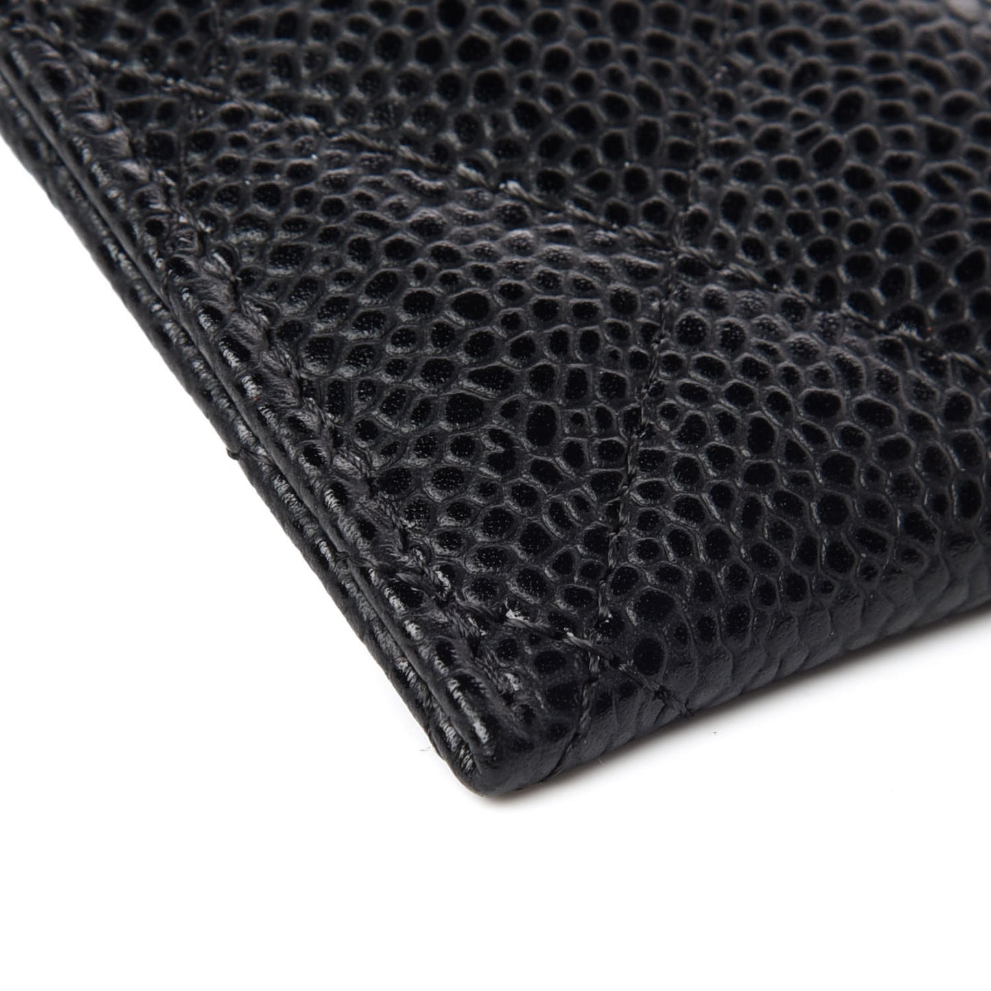 Caviar Quilted Card Holder Black
