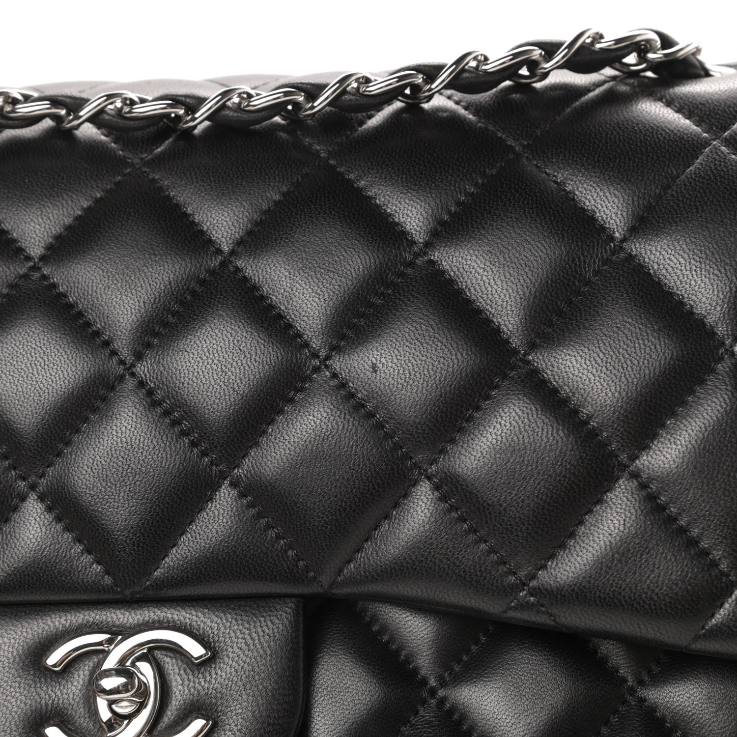 Chanel Lambskin Quilted Jumbo Double Flap Black 13 of 16