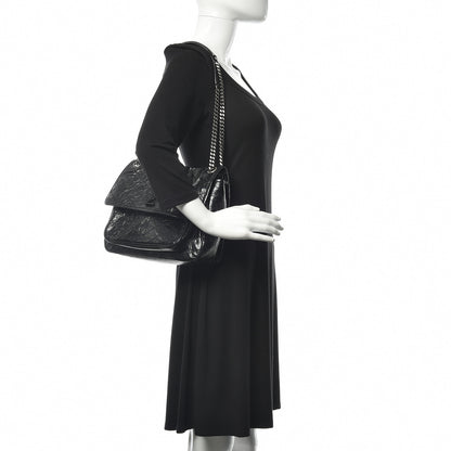 Saint Laurent Crinkled Calfskin Matelasse Monogram Medium Niki Chain Satchel Black 2 of 11