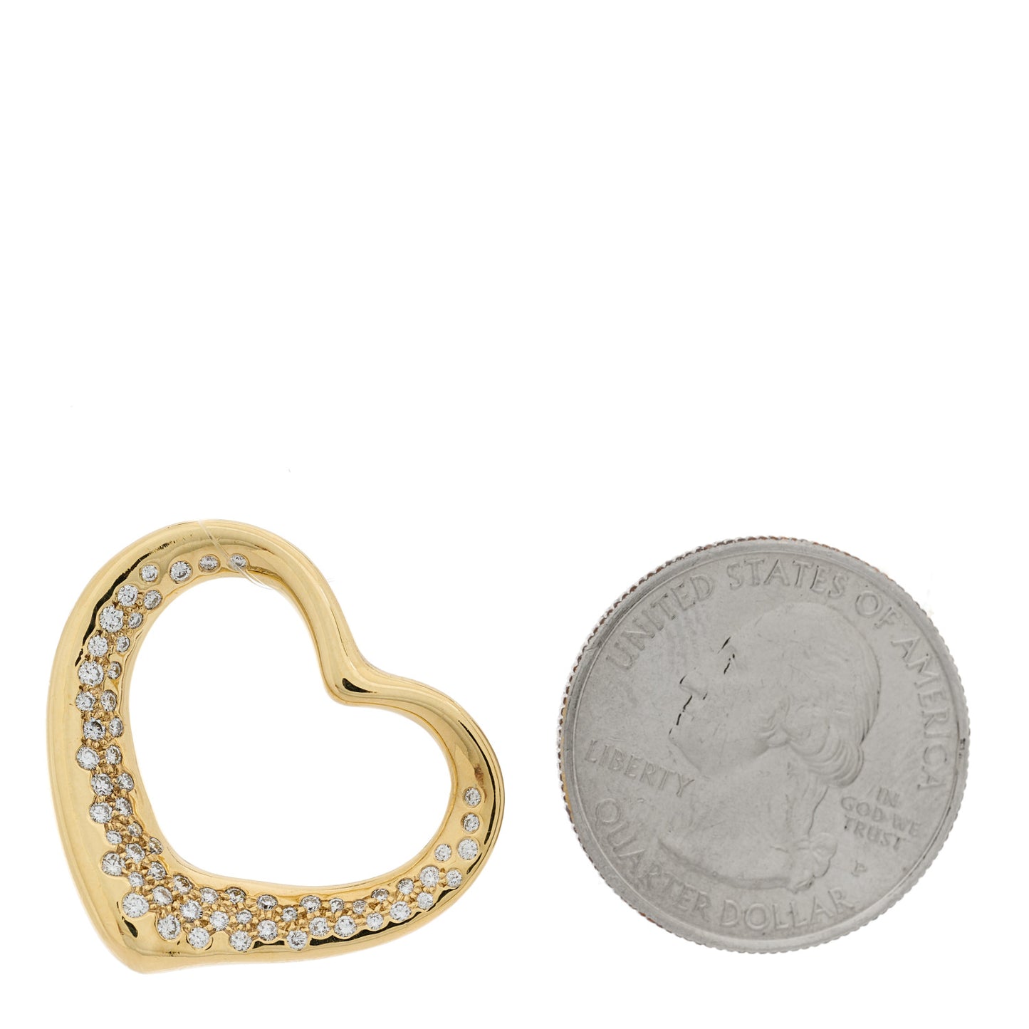 18K Yellow Gold Diamond 28mm Elsa Peretti Open Heart Pendant