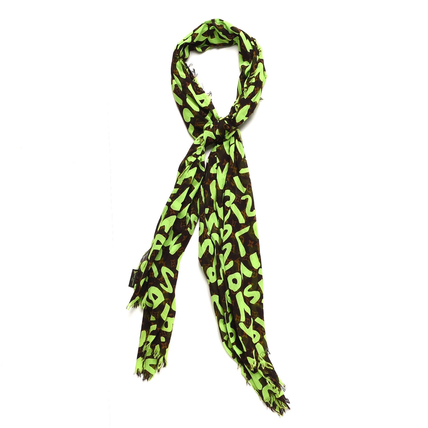 Louis Vuitton Cotton Graffiti Pareo Green 1 of 5