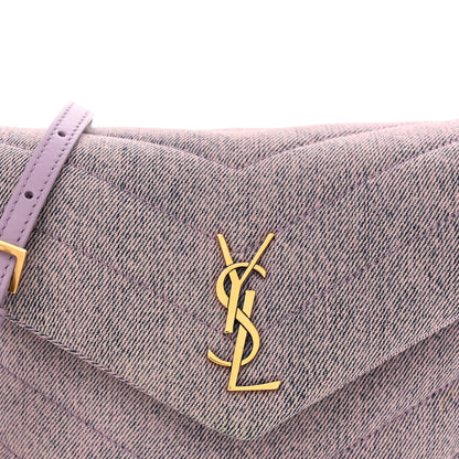 Saint Laurent Denim Y Quilted Monogram Toy Loulou Crossbody Bag Bleached Lilac 8 of 13