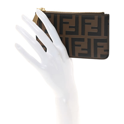 Fendi Vitello Soft F is Fendi Bi-Color FF 1974 Embossed Key Case Pouch Maya Black 2 of 8