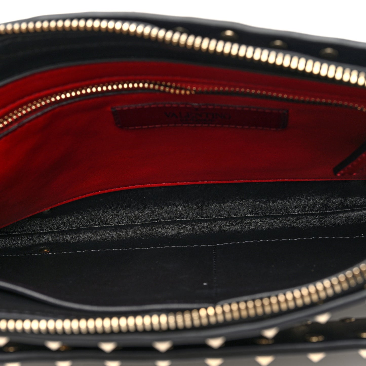 Nappa Rockstud Spike Side Slip Zip Clutch Black